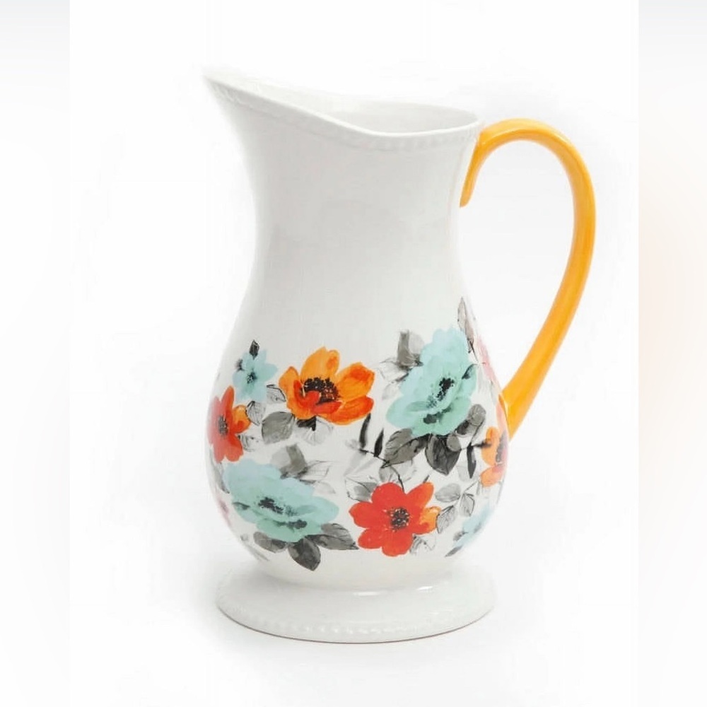 The Pioneer Woman Flea Market White Decorated Floral 2-Quart Pitcher - Picture 4 of 11